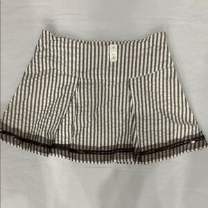The Children's Place Brown and White Striped Pleated Skirt with Sequin Trim